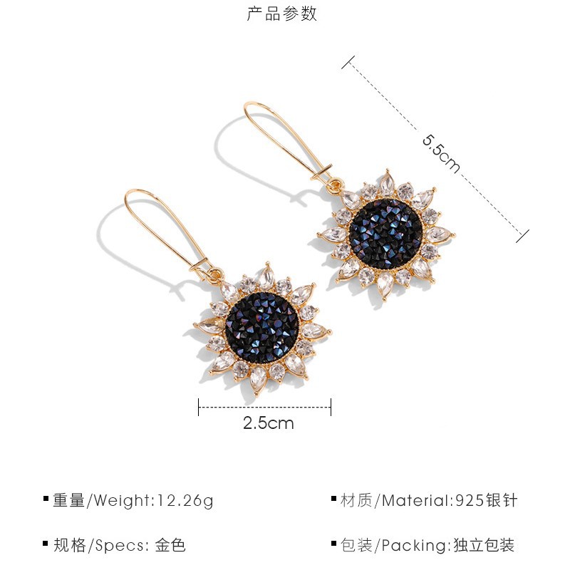 Cặp khuyên tai hình hoa hướng dương đính đá duyên dáng dành cho phái đẹp
