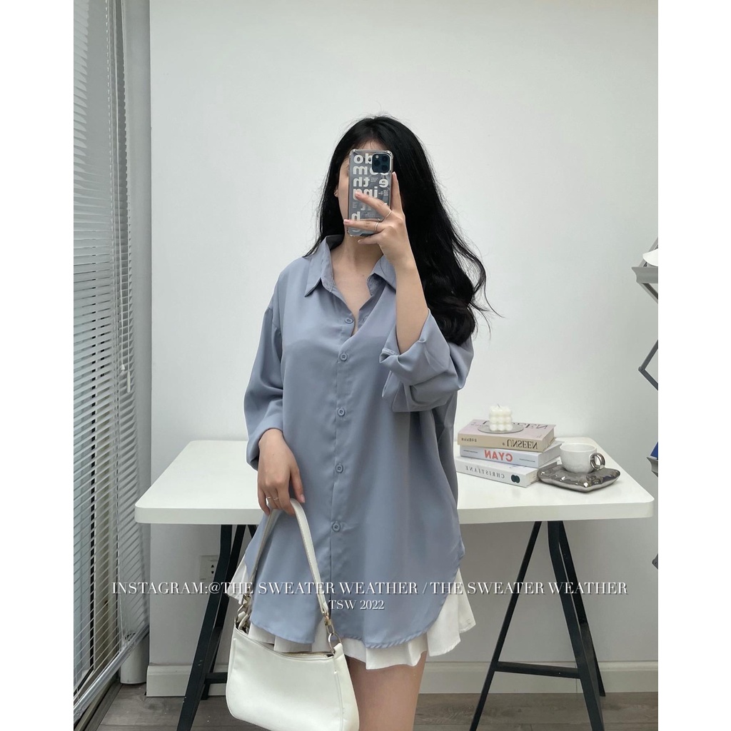 (Ảnh thật) Áo sơ mi trơn trượt basic 602 the.sweaterweather TSW | BigBuy360 - bigbuy360.vn