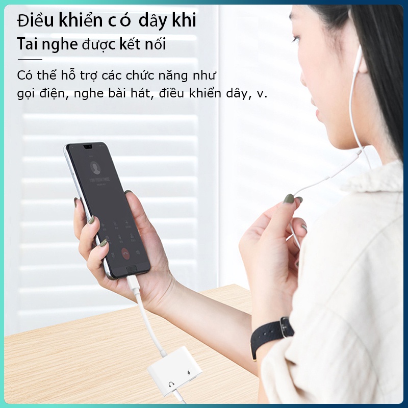 Anytrox Jack chuyển đổi âm thanh 2 cổng 3.5mm tai nghe +Type C có sạc nhanh PD và mic Jack chia cổng cho xiaomi HUAWEI