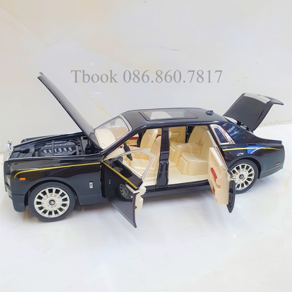 Mô hình xe ô tô Rolls-Royce Phantom VIII tỉ lệ 1:24 Chezhi đẹp như xe thật, thiết kế tinh xảo màu Đen, Trắng, Đỏ