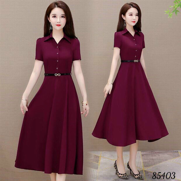 (Top bán chạy )Đầm phong cách Vintage cổ sơ mi HOT fashion - Lịch thiệp và quý phái/MS 0201 / Có 3 màu | BigBuy360 - bigbuy360.vn