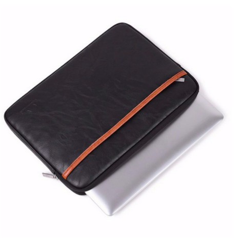 Túi chống sốc laptop cao cấp- bằng da- 2 ngăn- dành cho laptop 12/13/13.3/14/15/15.6 inch chống sốc-Đen sọc cam