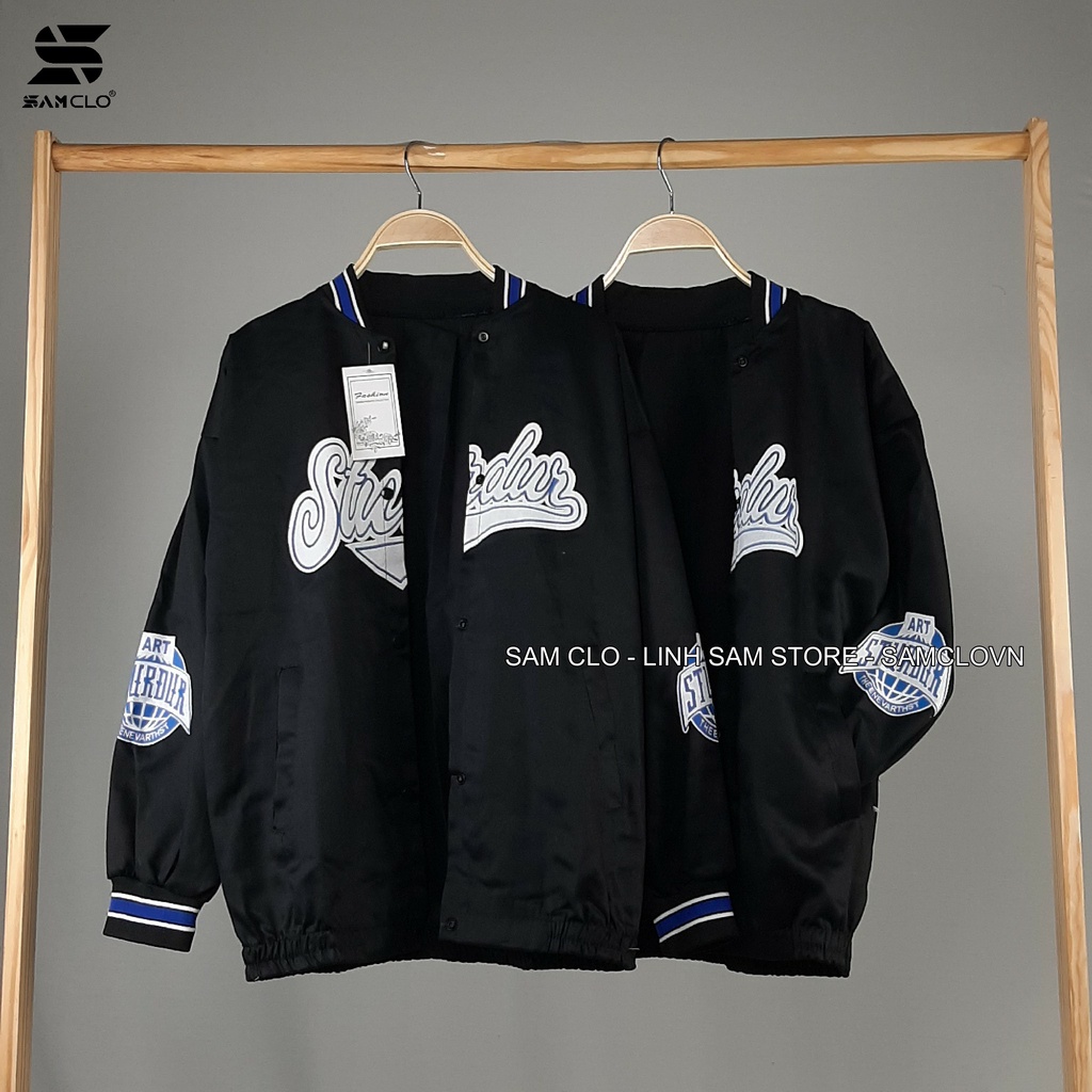 Áo khoác kaki 2 lớp nam nữ SAM CLO - Áo khoác gió bomber phong cách bóng chày form rộng unisex chữ STUDUR