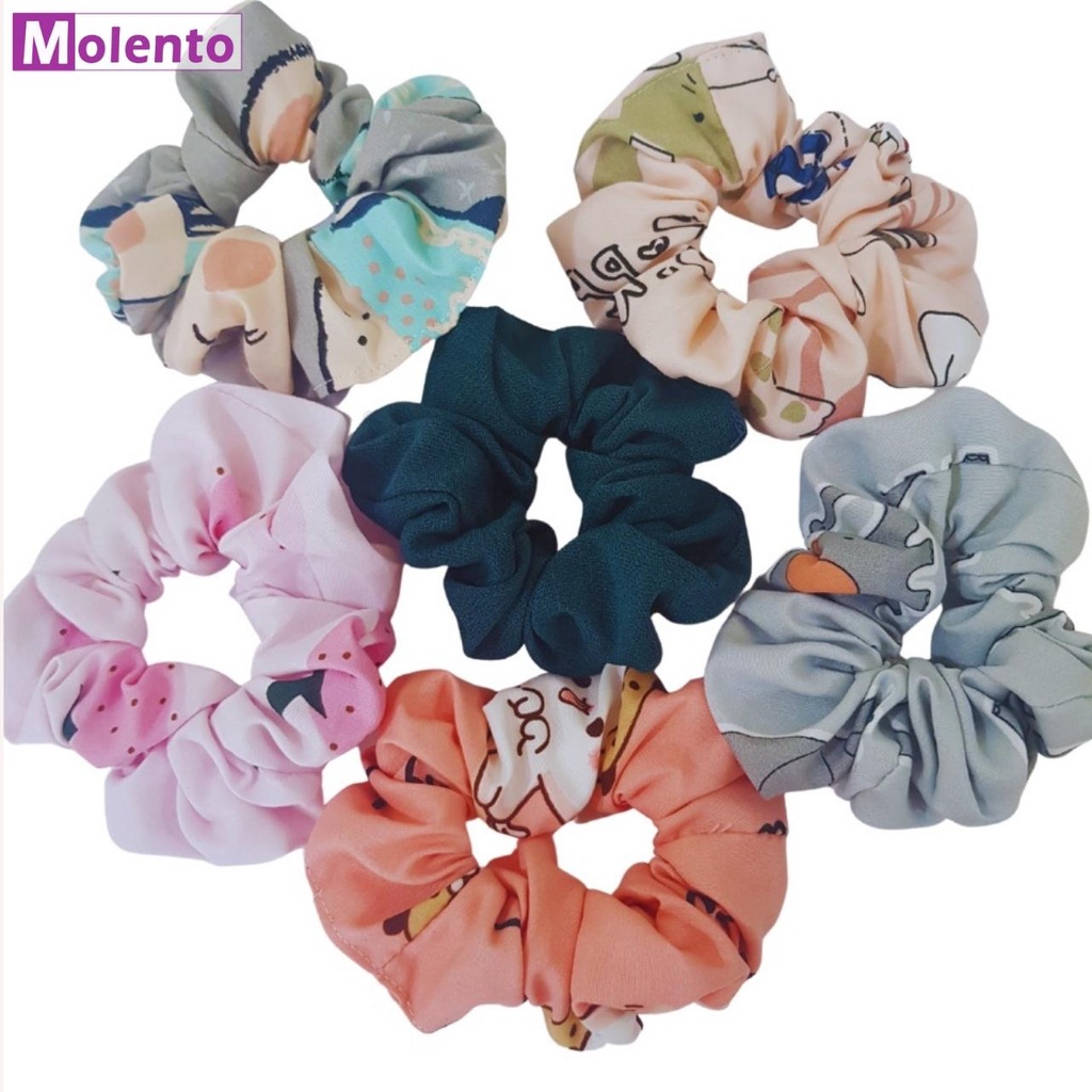 Buộc Tóc Scrunchies Nhiều Màu Mẫu Dễ Dương, Co Giãn Tốt Giao Mẫu Ngẫu Nhiên - M86