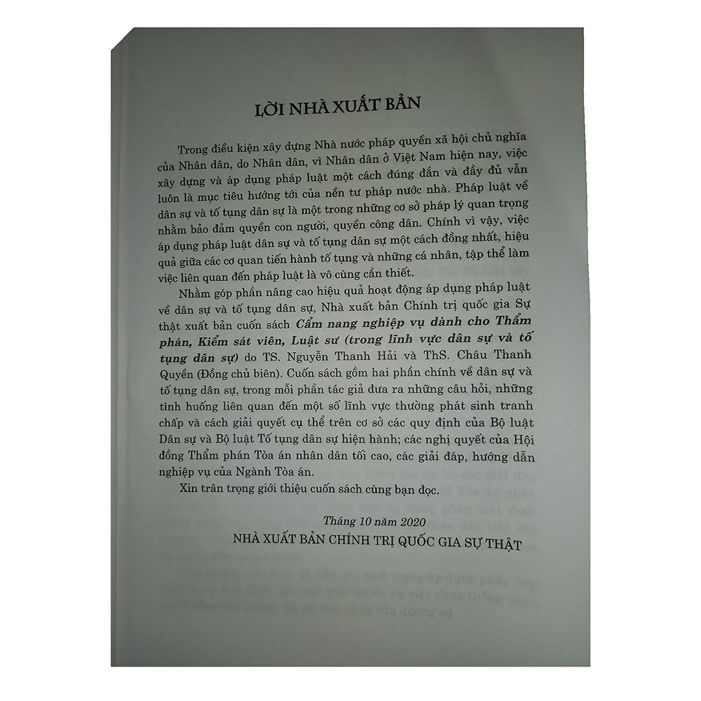 Cẩm nang nghiệp vụ dành cho thẩm phán, kiếm sát viên, luật sư