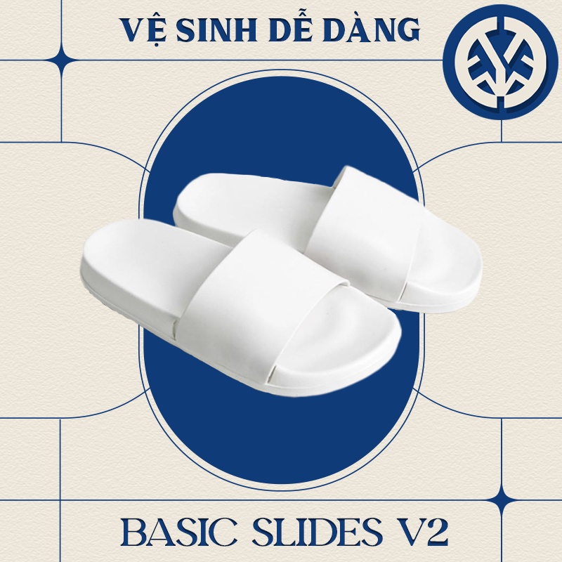 Dép Quai Ngang Đen/Trắng - Basic Slides V2