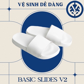 Dép Quai Ngang Đen/Trắng - Basic Slides V2