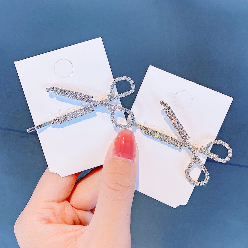 [Mã FAMARAL1 giảm 10K đơn 50K]Kẹp tóc mái Hàn Quốc đính đá nhân tạo lấp lánh đẹp cute hình kéo hot trend ulzzang KC12