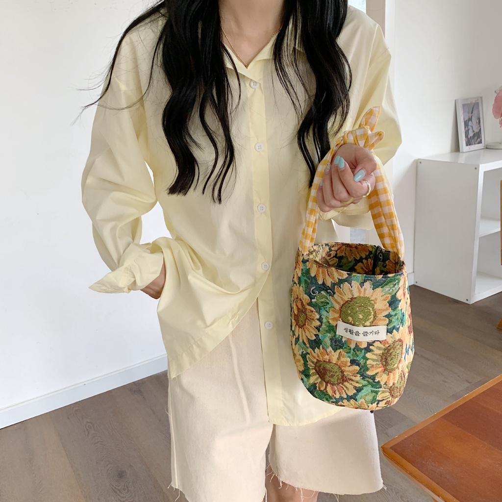 Túi ENVIROSAX canvas họa tiết tranh sơn dầu phong cách hàn quốc cho nữ