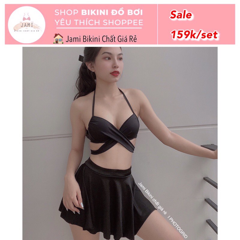 ✿♞ĐỒ BƠI NỮ CẠP CAO BIKINI CHE BỤNG dây cài phối quần nâng ngực đi biển giá rẻ chất lương Jami - MD9
