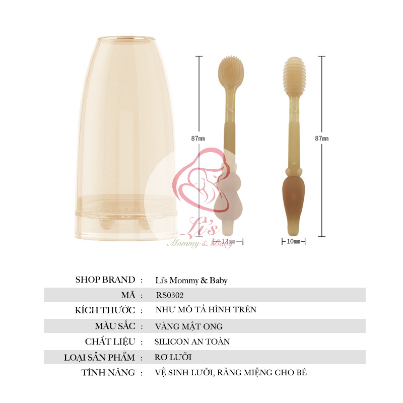 Rơ lưỡi silicon cho bé có kèm bàn chải silicon chống tưa miệng dai mềm cao cấp an toàn cho bé sơ sinh đến 3 tuổi RS0302