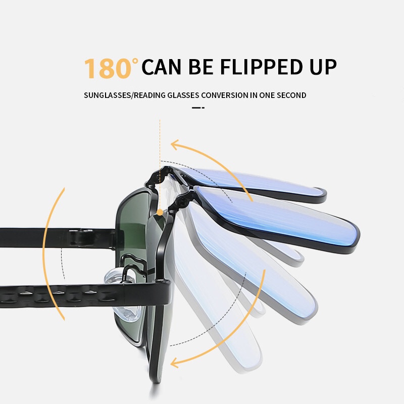 Kính Đọc Sách Chống Ánh Sáng Xanh Đa Năng Xoay 180 Độ° Lật Kính Mát Dạng Gập Xoay 100~400 PTQ