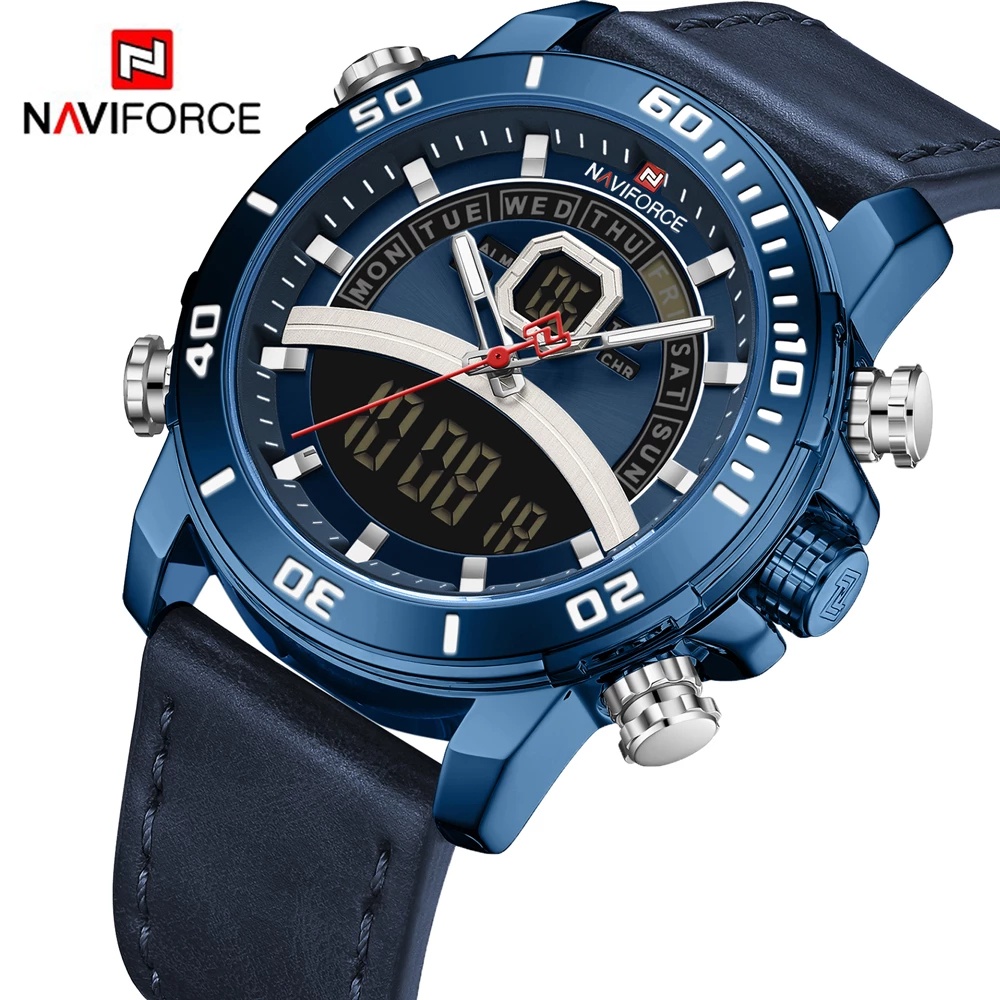 Đồng Hồ Đeo Tay Thạch Anh NAVIFORCE Dây Da Chống Nước Dành Cho Nam