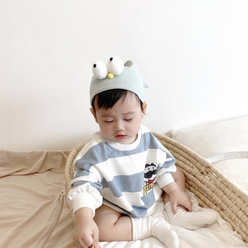Bộ áo liền quần và mũ in họa tiết mắt to độc đáo cho bé 0-18 tháng tuổi