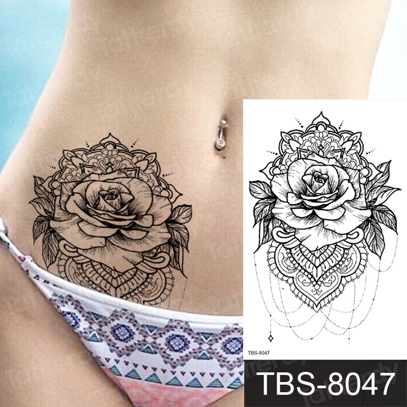 Đen Miếng Dán Hình Xăm Họa Tiết Hoa mandala Phong Cách Ả Rập Quyến Rũ