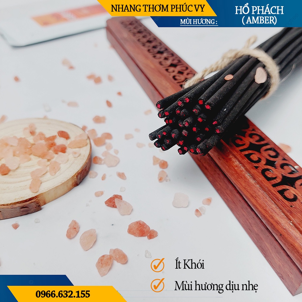 Nhang Thơm Phúc Vy Hương Hổ Phách Amber - Túi 39 Cây 28cm, Ít Khói, Thơm Nhẹ, Dễ Chịu, Không kích mũi