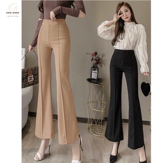 Quần Âu Nữ Ống Loe Gân Akin Jeans Quần Tây Cạp Liền Ống Vẩy Khóa Sau Dáng Công Sở, Qlg, Qc