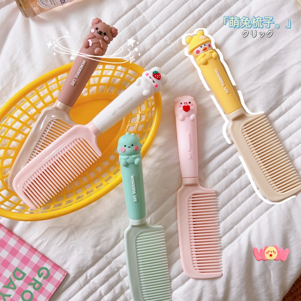 Lược Chải Tóc Tay Cầm Hình Thú Dễ Thương Cao Cấp Chống Tĩnh Điện Có Hộp Đựng