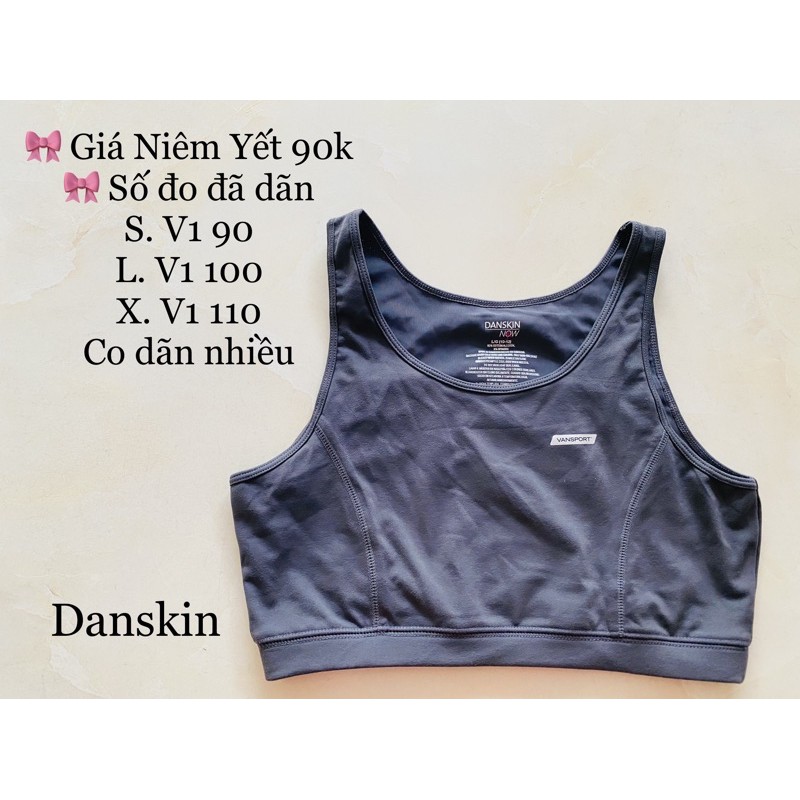 (40-70kg) Áo bra DANSKIN xuất xịn thun poly thông hơi tập gym yoga thể thao vnxk xuất khẩu xám trơn bigsize sport bra