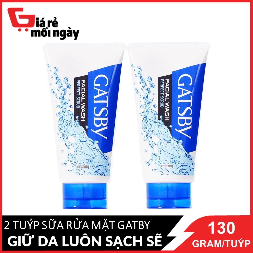 Combo 2 Sữa rửa mặt sạch dầu và bủi bẩn Gatsby Facial Wash Perfect Scrub Giữ Da Luôn Sạch Sẽ 130gx2