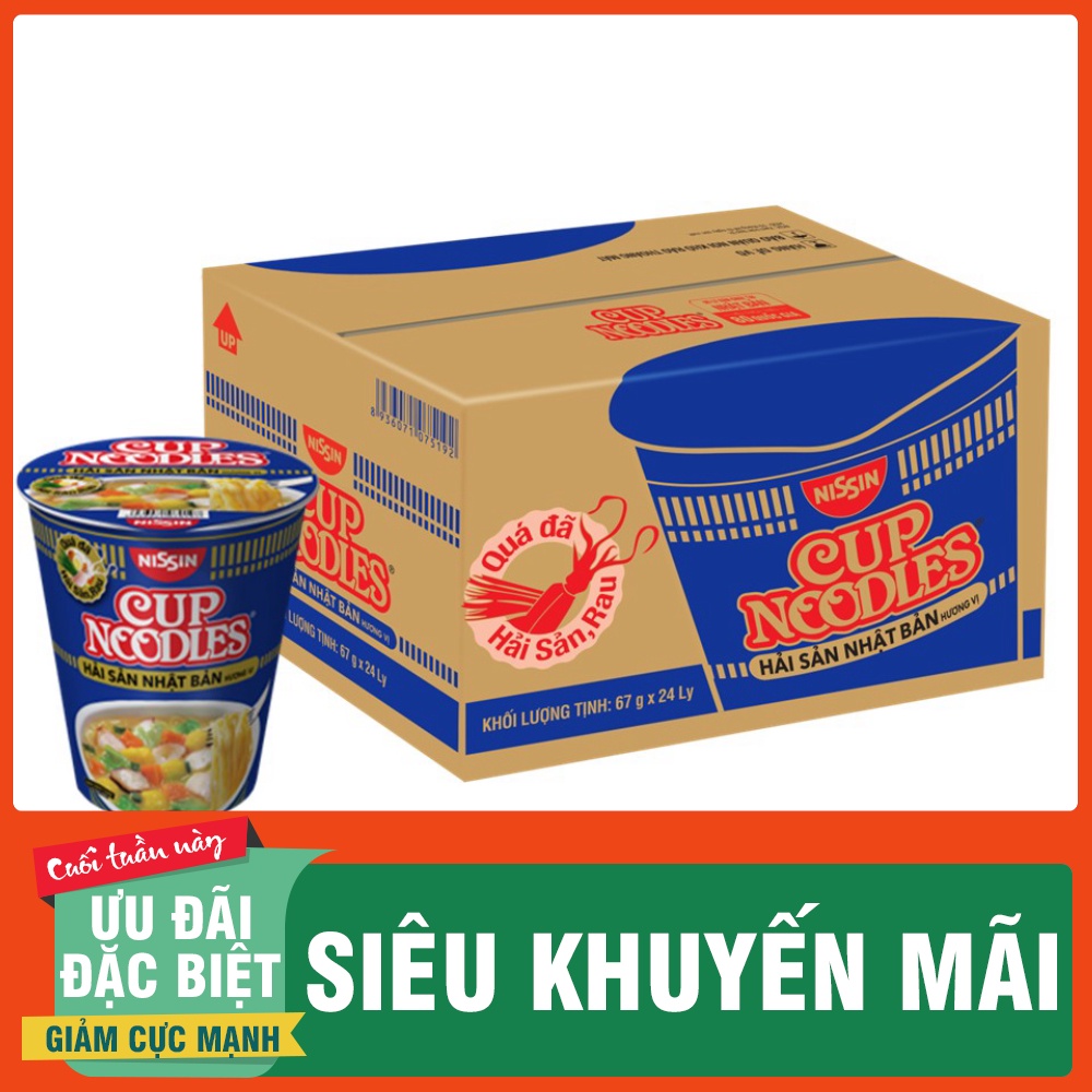Thùng 24 Ly Mì Cup Noodles Nissin 67g/ly đến 74g/ly nhập khẩu Thái Lan - Ưu Đãi Mùa Dịch