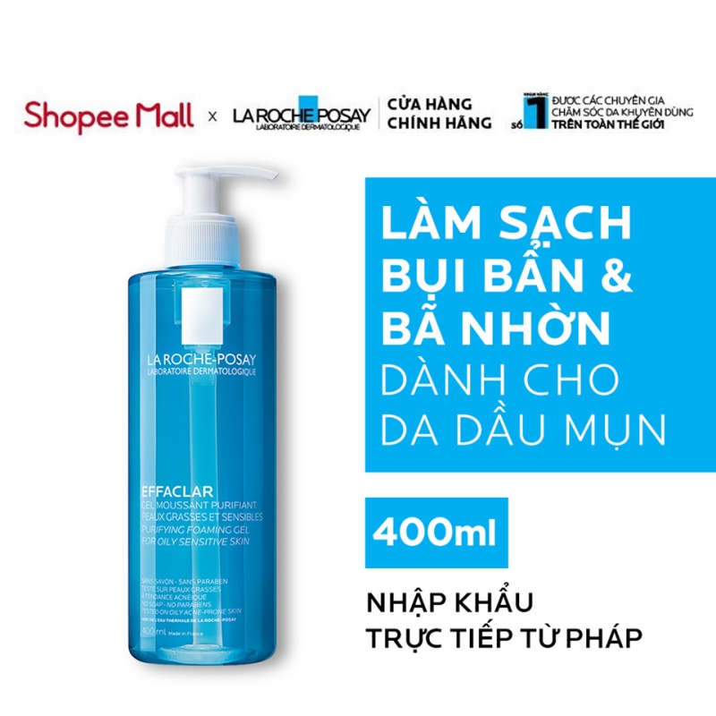 Bộ sản phẩm làm sạch và bảo vệ da dầu nhạy cảm La RochePosay Effaclar Gel