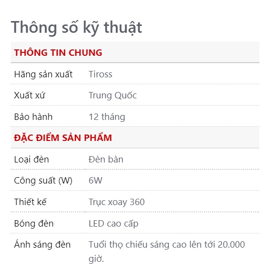 Đèn bàn LED Tiross TS1804 màu sữa chống cận