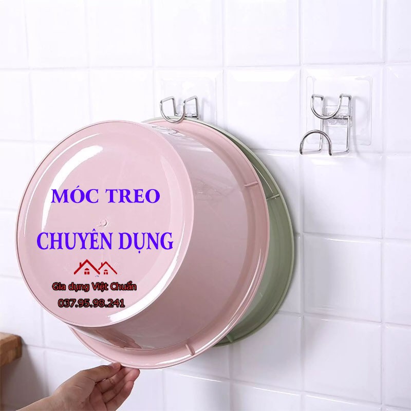 móc treo chậu nhà tắm, rổ rá nhà bếp dính tường không cần khoan bằng inox sk388