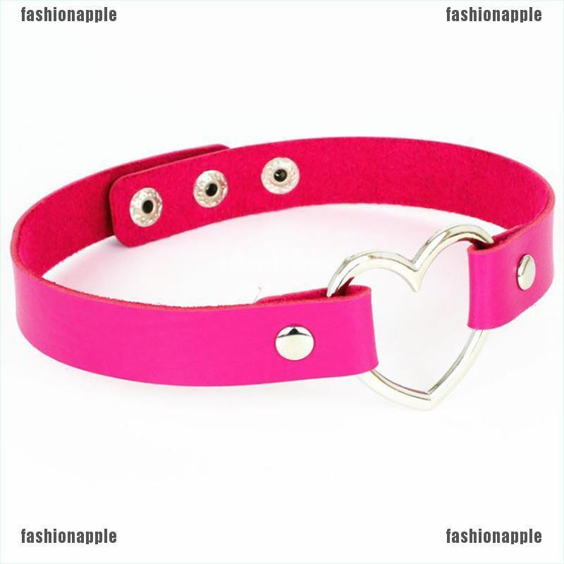Vòng Cổ Choker Da PU Mặt Trái Tim Thời Trang Cho Nữ