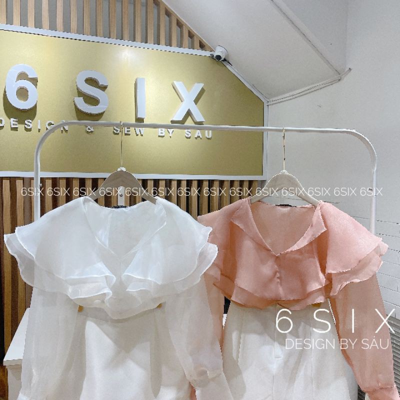 Áo sơ mi tơ kính bèo sen có lót thân thời trang công sở 6SIX closet