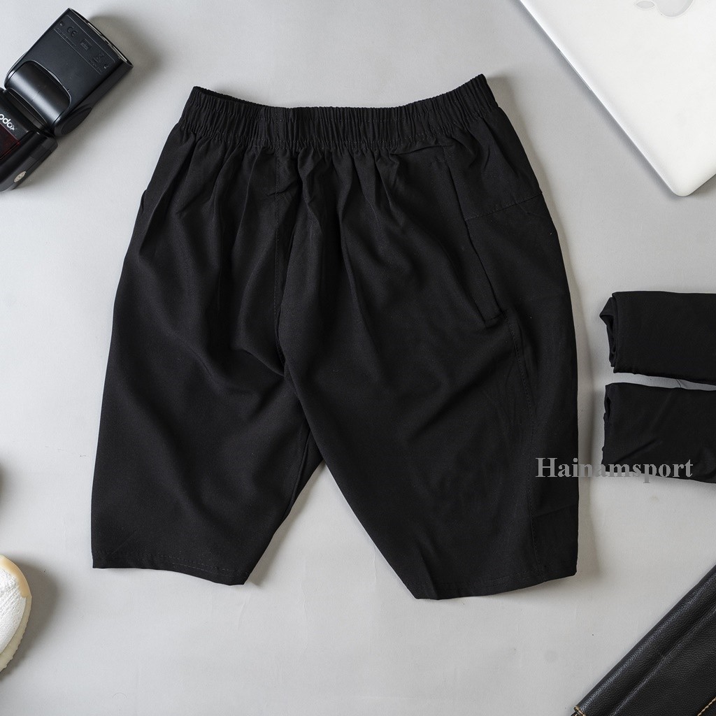 Quần đùi FULL màu đen, chất liệu vãi gió giãn phom 40-75kg | BigBuy360 - bigbuy360.vn