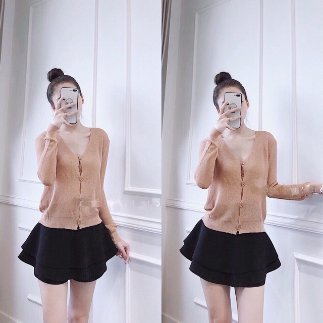 Áo len lưới mỏng cổ tim (video+ảnh thật) | BigBuy360 - bigbuy360.vn