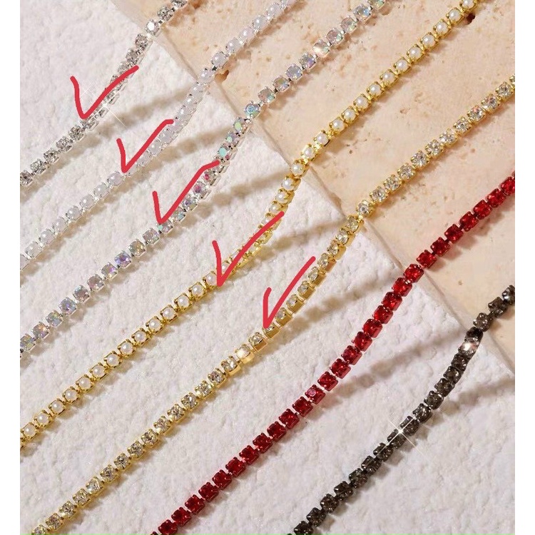 sợi xích charm đá trang trí móng nail