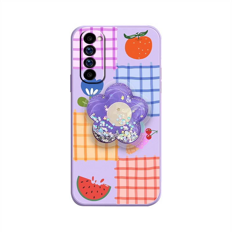 Ins Glitter Phone Case For OPPO Reno4 Pro 4G phone case quicksand Rotatable stand Liquid silicone shell Anti-fall Cartoon
