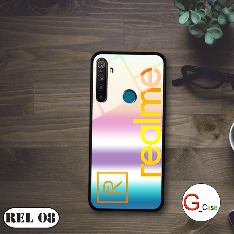 Ốp lưng Realme 5i/6i-lưng kính in logo hãng điện thoại