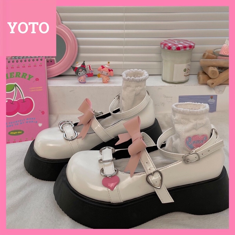 Giày lolita nữ độn đế cao,Giày da ulzzang nữ phong cách Hàn Quốc LT49