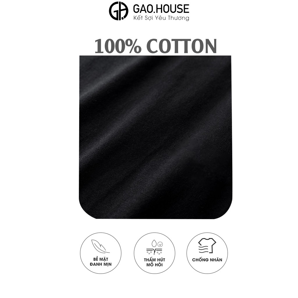 [Mã BMLT35] Áo thun nam nữ cộc tay Gạo House cotton màu đen chữ Try new thinkings gạch dáng oversize V226