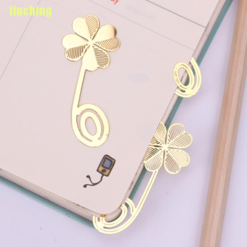 1 Kẹp Sách Hình Cỏ Bốn Lá Bằng Kim Loại Dùng Làm Quà Tặng Cho Bạn