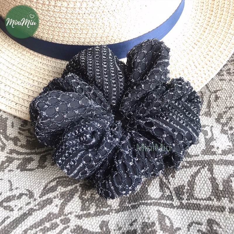 Dây cột tóc, buộc tóc Scrunchies vải ren kim tuyến siêu phồng CT32VA-1
