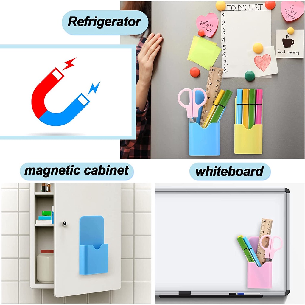 Giá Đỡ Bút Đánh Dấu Cốc / Bảng Trắng Từ Tính Tiện Dụng Cho Tủ Lạnh / Văn Phòng / Trường Học