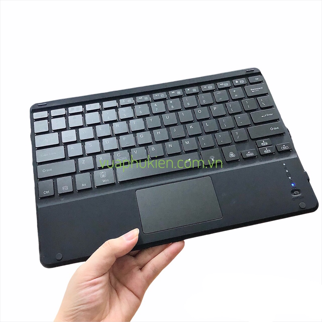 Bàn phím Bluetooth (10 inch) cho iPad, Samsung Tab có Touchpad hỗ trợ iOS/Android/Windows có đèn sáng