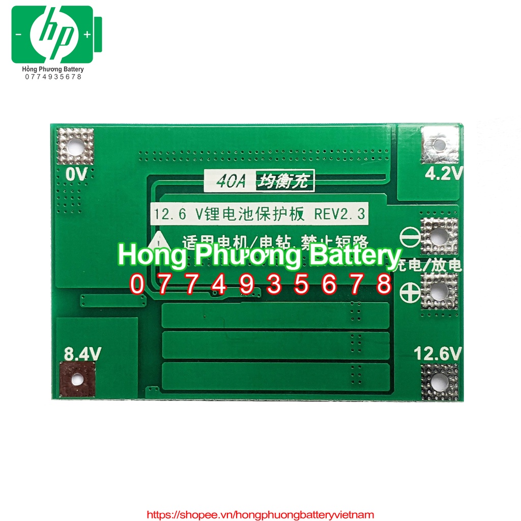 Mạch bảo vệ pin Lion 12.6V 3S 40A chất lượng [ HP Battery ]