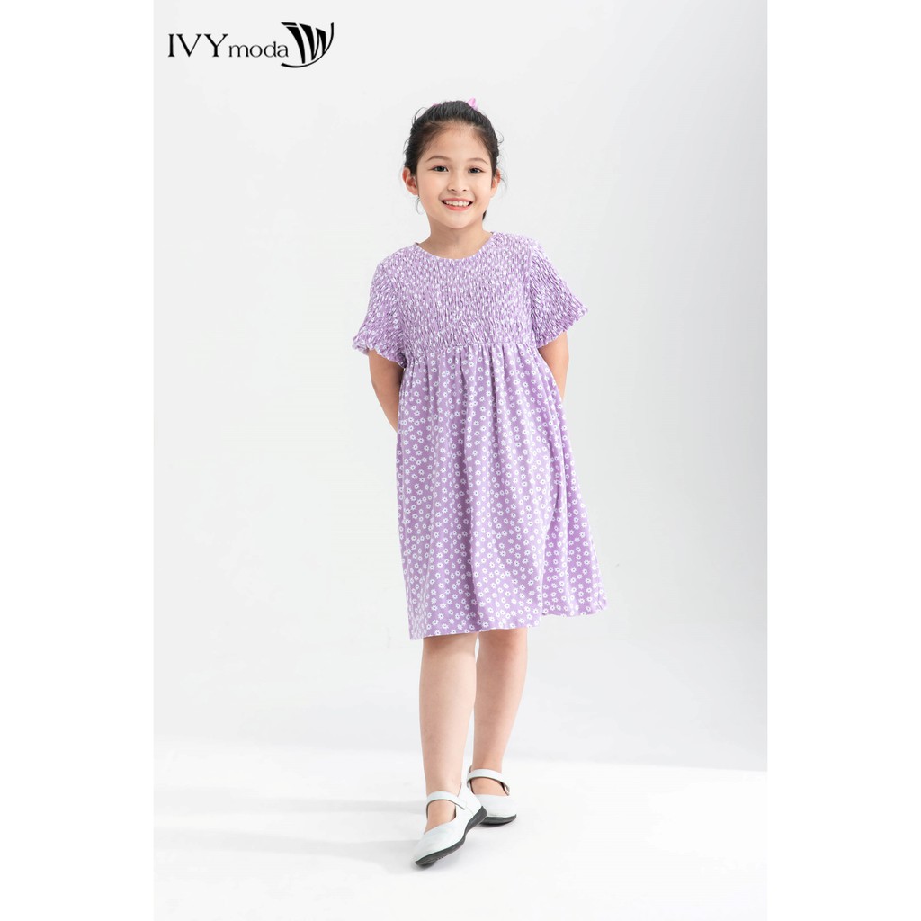 Đầm thun xòe chần chun co giãn bé gái IVY moda MS 42G1237