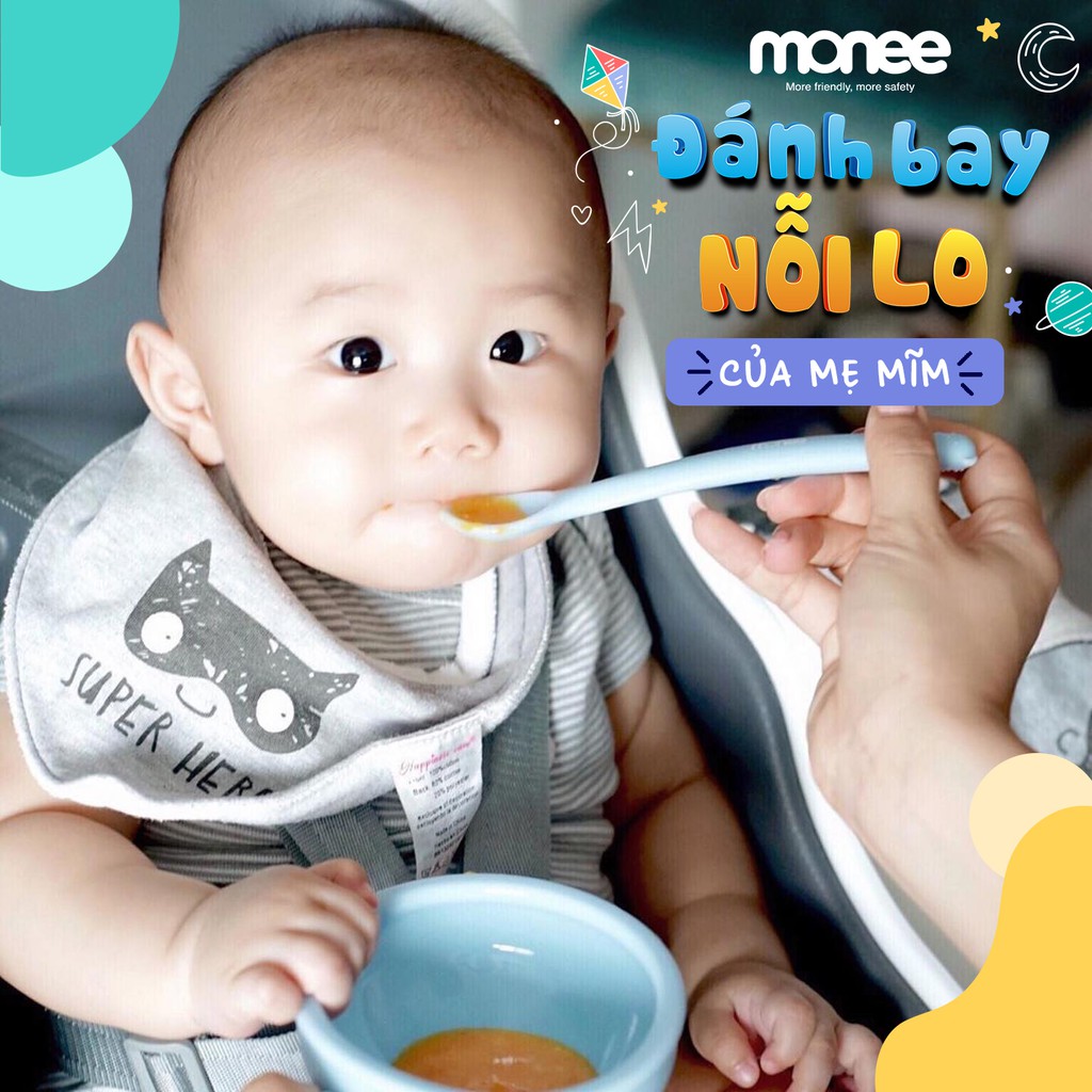 Bát ăn dặm silicone cho bé Monee Hàn Quốc 150ml có đế hít, bát ăn chống lật cho trẻ - Monnie Kids