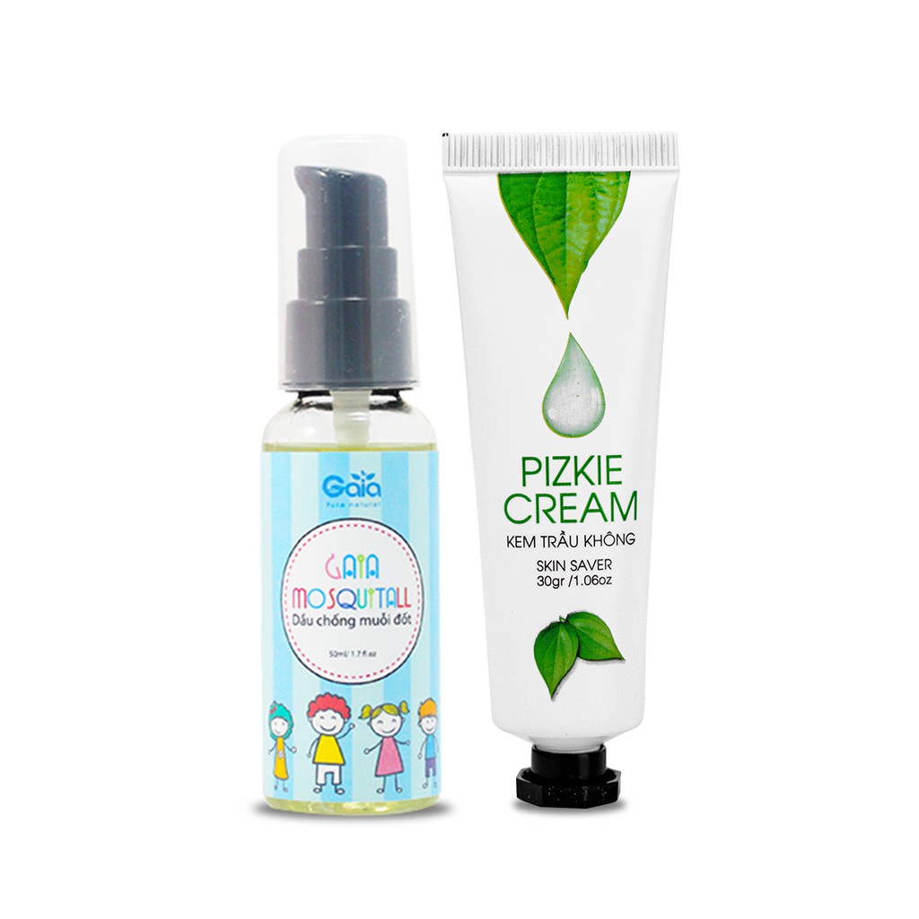 Combo chống muỗi cho bé: Dầu đuổi muỗi 50ml + Kem trầu không Pizkie Cream 30gr