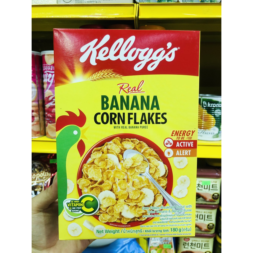 [HỘP 180G] Ngũ Cốc Ăn Sáng Kellogg's Có 2 Vị Chuối Và Dâu - Thái Lan