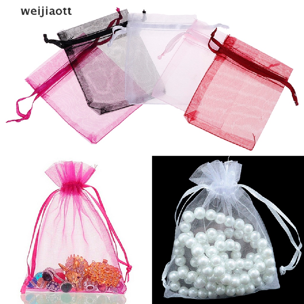 weijiaott 100Pcs Organza gift bags jewelry candy bag wedding favors bags mesh gift pouches WT