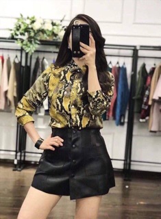 Áo sơ mi lụa hoạ tiết