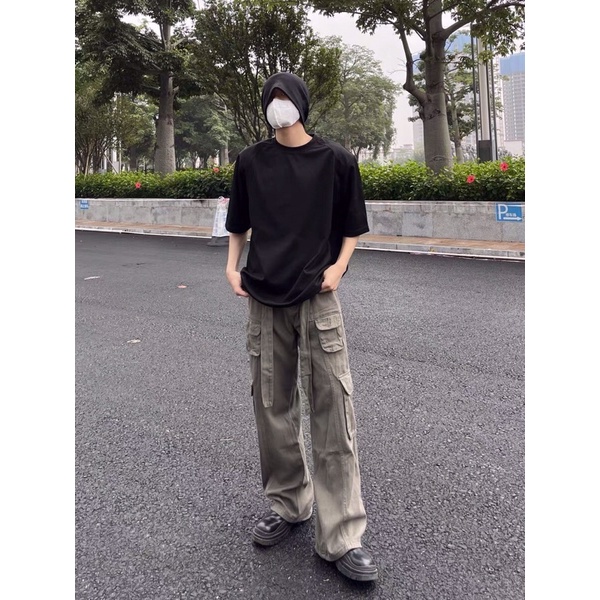 Quần kaki ống rộng túi hộp 4 túi kèm đai unisex hiphop Ulzzang siêu chất ❤️