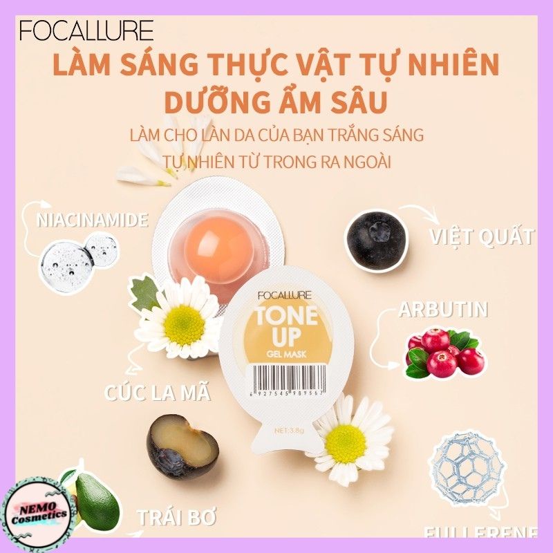 Mặt nạ trắng da Focallure 3.8g hỗ trợ giảm mụn dưỡng ẩm kiểm soát dầu thừa trong 7 ngày nội địa Trung